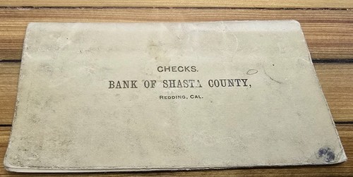 Vintage 1902 Bank of Shasta County Redding CA Checkbook Cover &...