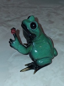 Kitty's Critters Kitty Cantrell Frog with Ladybug Limited Bronze Edition 398/950
