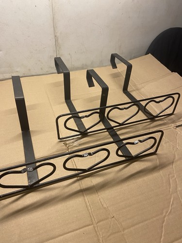 Set Of 2 Wrought Iron Porch/ Deck Rail Planter Brackets Heart Motif 6” Rail