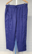 Eileen Fisher Lantern Pants Size L 100 Organic Linen Blue Pull On NWOT