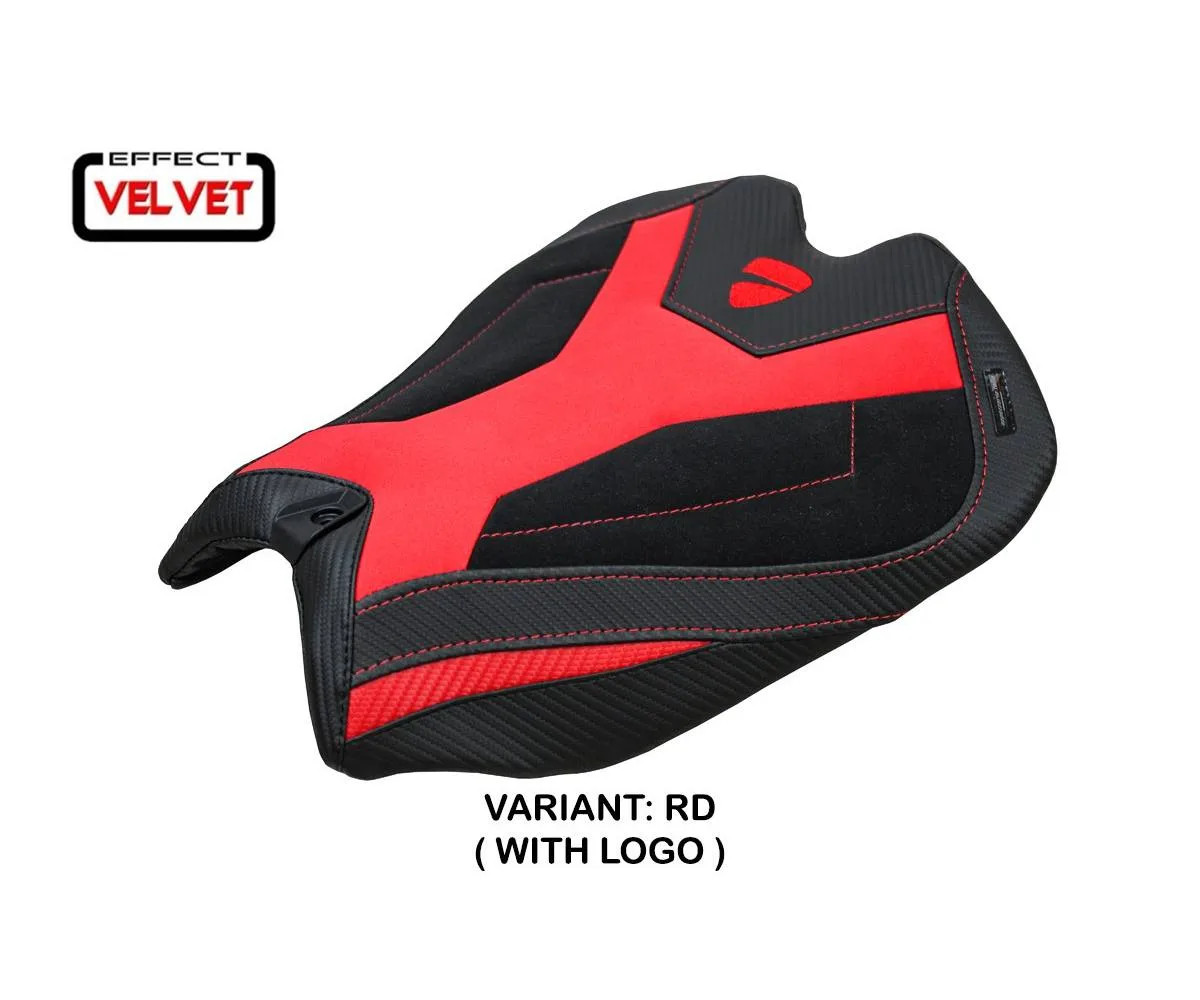 Seat cover Argenta Velvet Red + logo Tpz compa DUCATI PANIGALE V4 2025 2026 1Ro