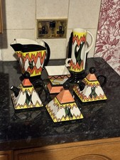 Art deco style  Crown Devon Hand Painted By Dorothy Ann Tea Set