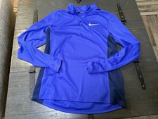 Nike Running 1/4 Zip Track Jacket Pullover Sweatshirt Dri-Fit Men  s Size L Blue