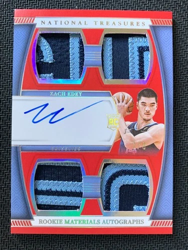 2024 Panini National Treasures Rookie Materials Zach Edey 3/8 Jersey Patch Auto