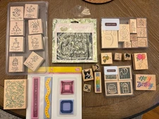 Large Lot of 39 Rubber Stamps: Stampin’ Up, Susan Branch, Me & My Big Ideas, Etc