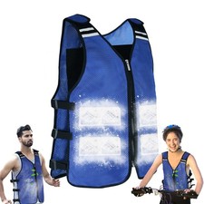 Cooling Vest for Men Women Reflective Ice with 32 PCS Packs Blue Large