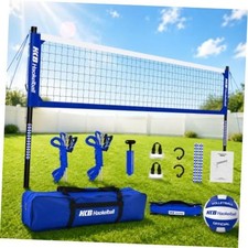 Outdoor Volleyball Net for Backyard, 32FT Anti-Sag Net with Steel Poles A-Blue