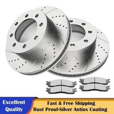 Front Slotted Rotors Ceramic Brake Pads Fit 2006 - 2008 Dodge RAM 1500 2500 3500