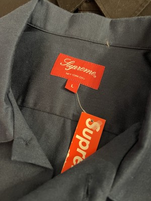 FW16 SUPREME Tom & Jerry S/S Work Shirt Navy Size L LARGE Rare