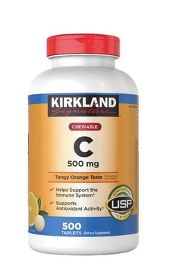 Kirkland Signature Chewable Vitamin C 500 mg l500 Tablets.