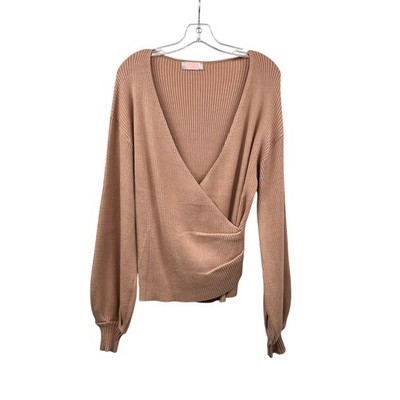 C+D+M Womens Surplice Knit Sweater Long Sleeve Spice Size XL