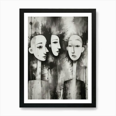 Drei Gesichter Kunstdruck gerahmt Wandbild Poster Leinwanddruck Bild