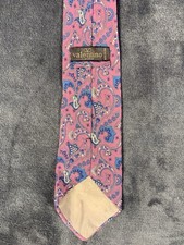 Valentino Mens Dress Tie in pink and blue paisley, crafted from 100% Silk Italy