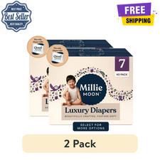  2 Pack Millie Moon Luxury Diapers Size 7, 40 Ct, Sensitive Baby Overnight Leak