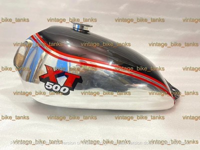 YAMAHA XT TT 500 schwarzer und Chrom Stahl Benzin Kraftstofftank  1U6, 1980