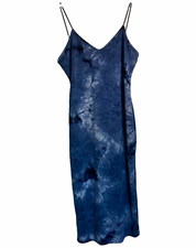 SHEIN Blue Tie Dye Slip Dress Spaghetti Strap V-Neck Midi Sleeveless L