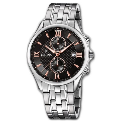 Festina Herren Uhr F6854/7 Sport Edelstahl Armband-Uhr Retro silber UF6854/7
