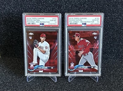 ラスト美品『RC』Shohei Ohtani 2枚セット 2018 Topps Chrome Shohei Ohtani #150 Red Refractor RC Two Card Set