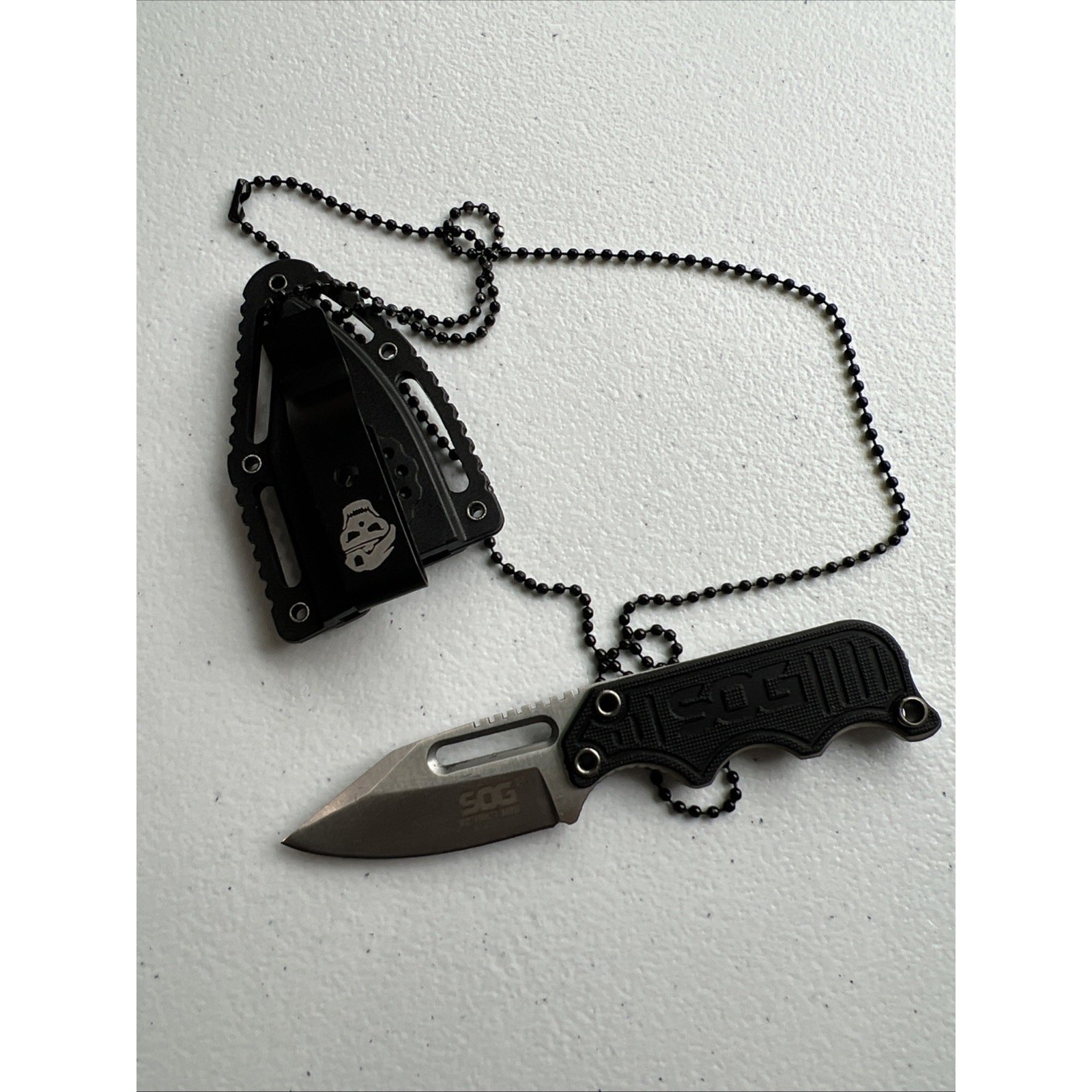 SOG Instinct Mini Neck Knife EDC Concealed Compact Steel Blade Pocket Clip