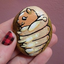 Maggie the Maggot Painted Rock oddity curiosity goth funeral insect hand painted