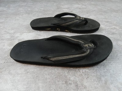 Huk Thong Sandals Mens 11 Black Beach Flip Flops Casual Comfort