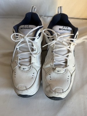 NIKE Air Monarch IV 416355-102 White Navy Athletic Shoes