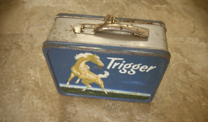 1957 Trigger Lunch Box -  No Thermos * Vintage * Lunchbox Roy Rogers kit pail