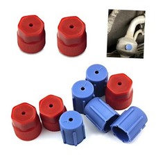 10 PCS Car A/C Valve Core Caps, R134a Air Conditioning Service Port Caps, ABS
