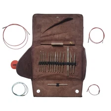 Addi Click Interchangeable Circular Knitting Needles Set Brown Suede Case