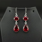 Garnet Gemstone 925 sterling silver handmade Dangle/Drop Earrings 1.90"