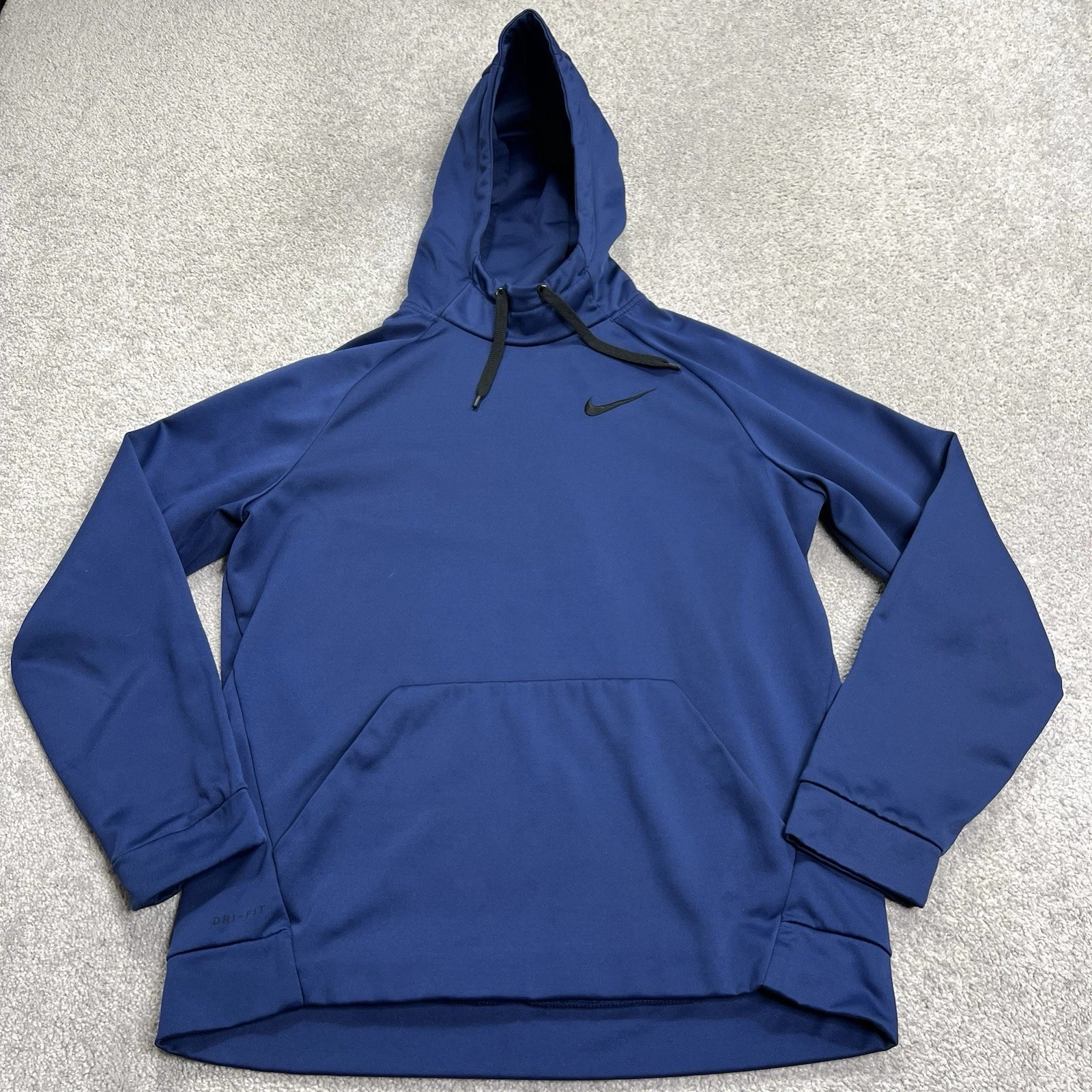 Nike Hoodie Mens Large Therma-Fit Fleece Lined Pullover Hooded Sweatshirt Blue