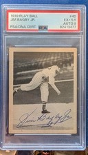 1939 Play Ball #40 Jim Bagby Jr. AUTO PSA 5.5 W 9 Sig POP 1 None Higher Red Sox