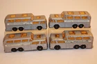 Four (4) Vintage Matchbox Lesney 1960's GMC Greyhound Coach Bus #66