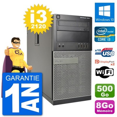 PC Tour Dell 7010 Intel Core I3-2120 RAM 8Go Festplatte 500Go Windows 10 Wifi