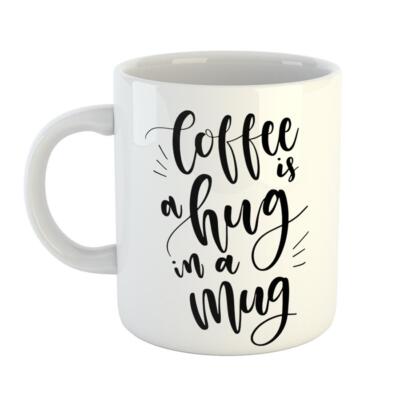 Kaffeetasse Coffee is a hug in a mug Keramik Tasse Weiß Geschenkidee Souvenir Pr