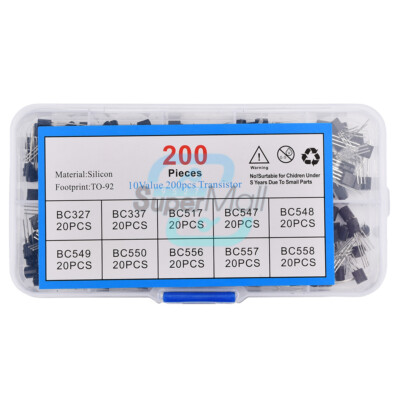 200PCS TO -92 Electronic Transistor Kit with Box PNP/NPN 10 Kind BC327-BC558
