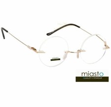 MIASTO RETRO ROUND LENNON SMALL RIMLESS READER READING GLASSES SPECS 2.75 GOLD