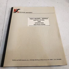 Kulicke and Soffa K&S Model DPRS3 Installation and Operating Instructions