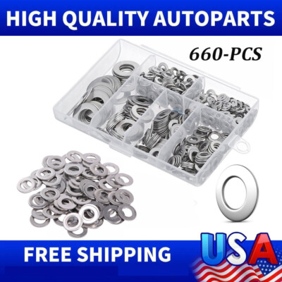 #ad 660PCS 304 Stainless Steel Washers Flat Washer Assortment Set Kit 6 Sizes $7.67