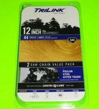 2 PACK TriLink 12" Saw Chain 3/8" LP Low KickBack S44 .050 44 DL Drive Links
