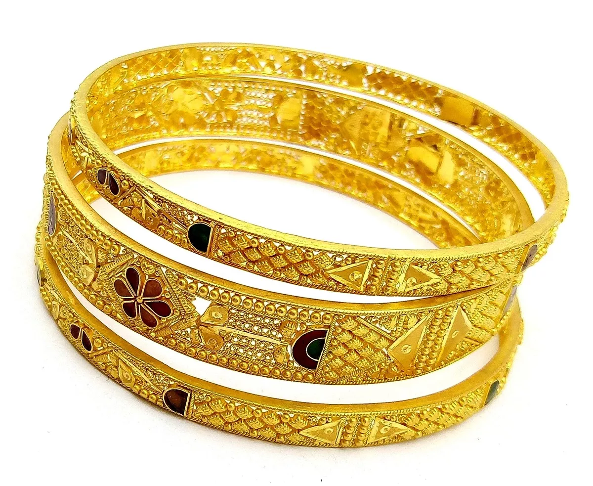 Buy Set of 2 Gold Plated Ad Bangles for Women Online at Silvermerc |  SBB5CD_136 – Silvermerc Designs