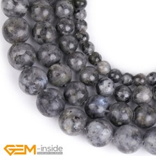 Natural Black Larvikite Round Spacer Loose Beads Big Hole 15" 6mm 8mm 10mm 12mm