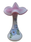 Fenton Blue Burmese Art Glass Jack In The Pulpit Hand Painted Artist Signed 2604