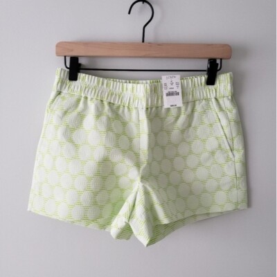 NWT J. Crew Green Polka Dot Textured Shorts sz2