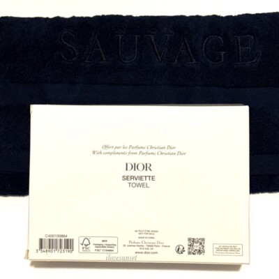 クリスチャン ディオール CHRISITIAN DIOR ビーチタオル ネイビー NIB {Christian Dior} SAUVAGE SERVITTE Towel Dark Navy Blue Cotton