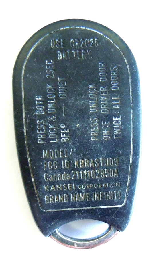 INFINITI G20 99-00 OEM ENTRADA SIN LLAVE COCHE MANDO A DISTANCIA MODELO/4-BTTN KBRASTU09 Foto 3 de 3