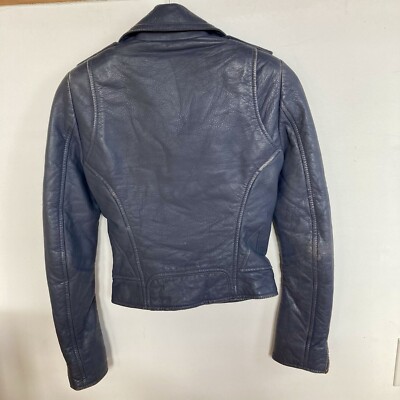 BALENCIAGA Woman's Leather Moto Bike Jacket in Gray, size FR34/XS