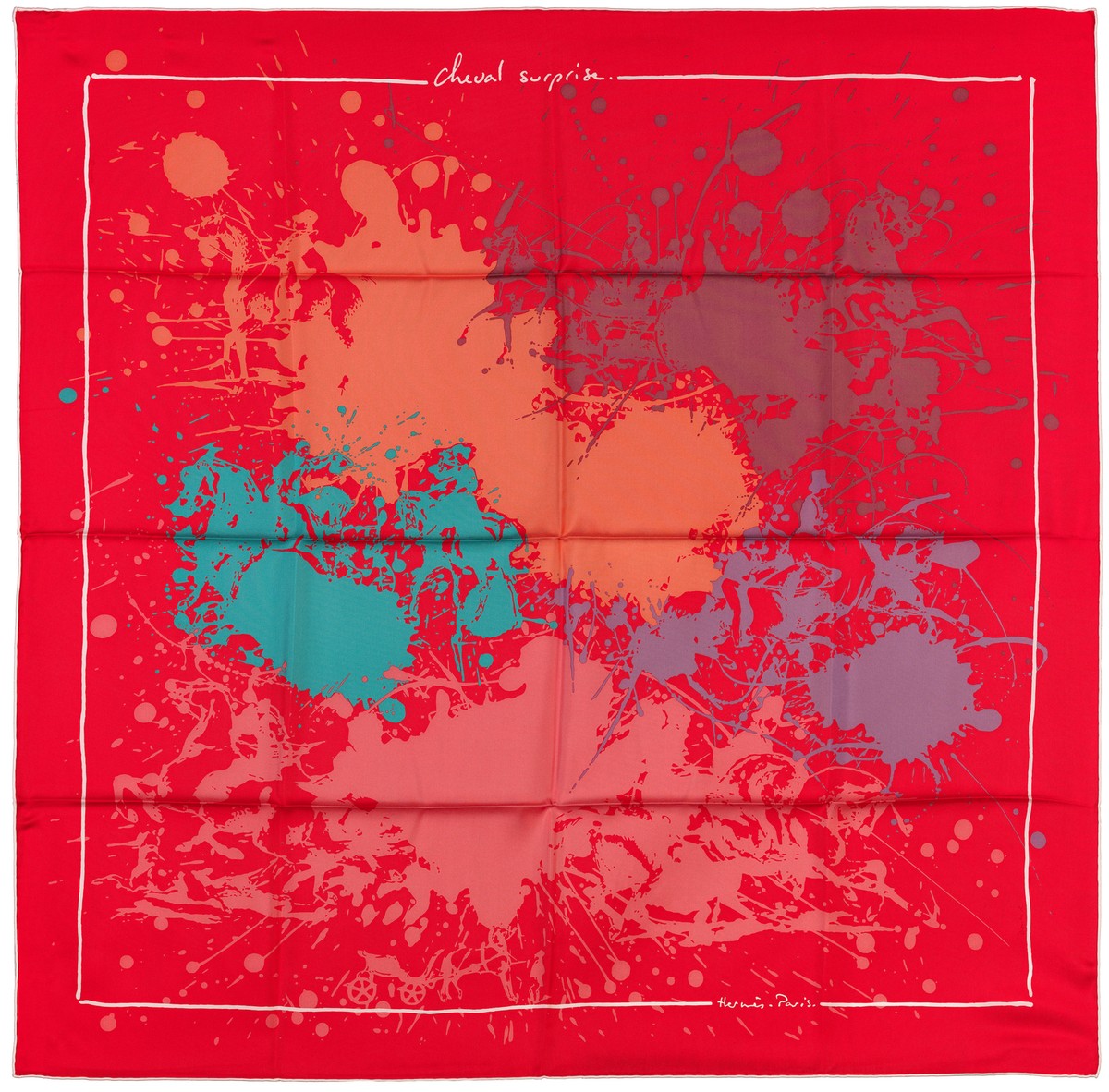 Authentic Hermes Silk Scarf Cheval Surprise - White Red NEW RARE