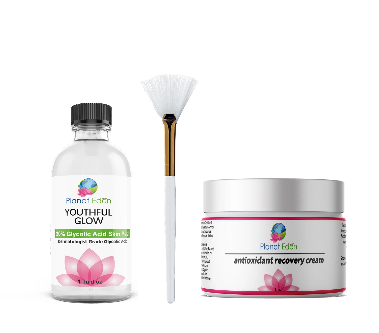Planet Eden 30% Glycolic Acid Kit & Recovery Cream with She Butter & Fan Brush
Opens in a new window
