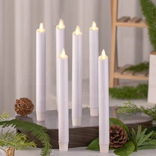 Set of 6 Luminara Flameless Battery Taper Candles Remote Moving Wick 8" 